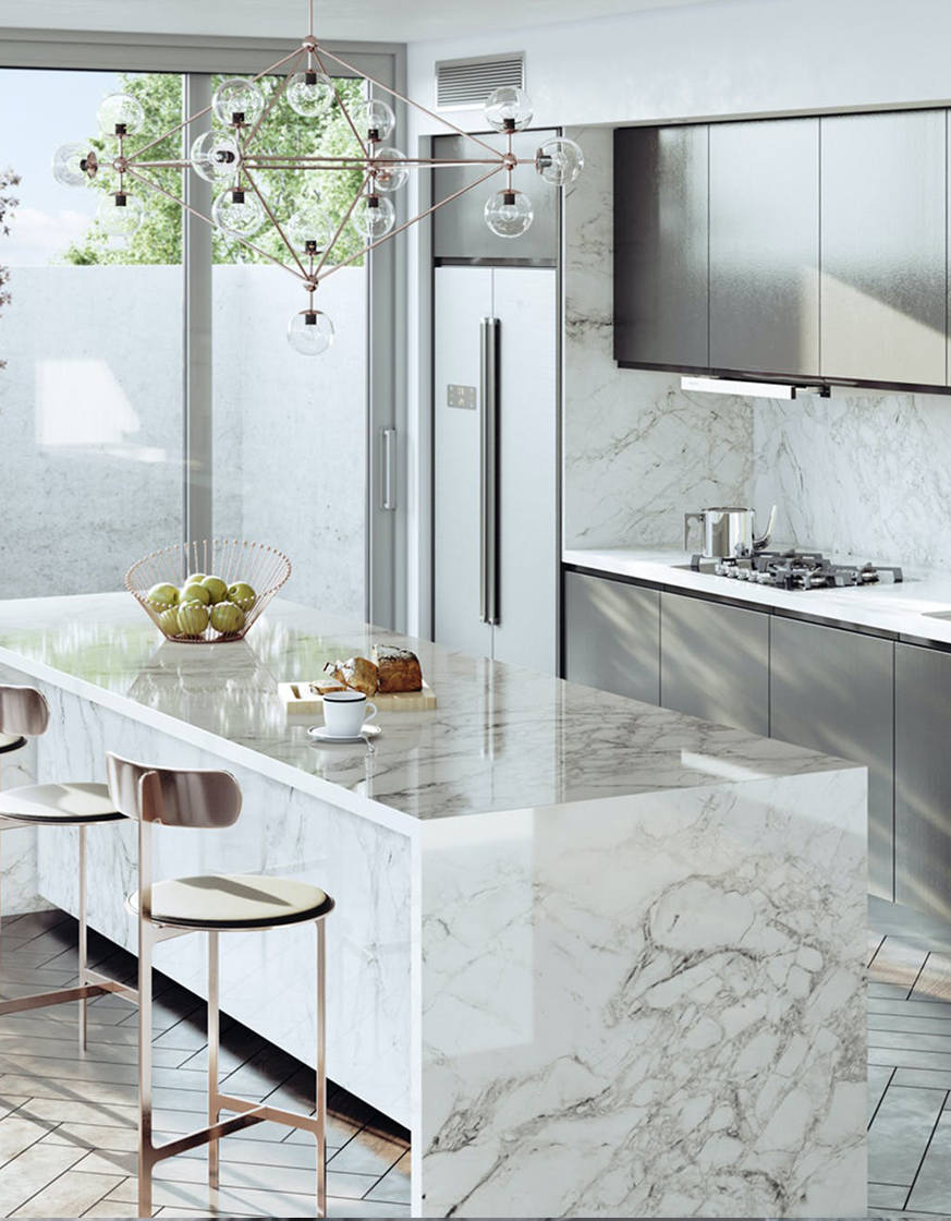 Modern luxury living room and marble wall